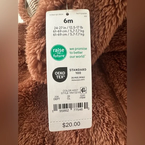 NWT Carter's Cozy Brown Fleece Footie - Picture 4 of 4